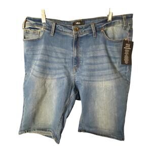 Ellos Women's Size 20 Bermuda Cuffed Jean Shorts Blue Medium Wash Denim NWT